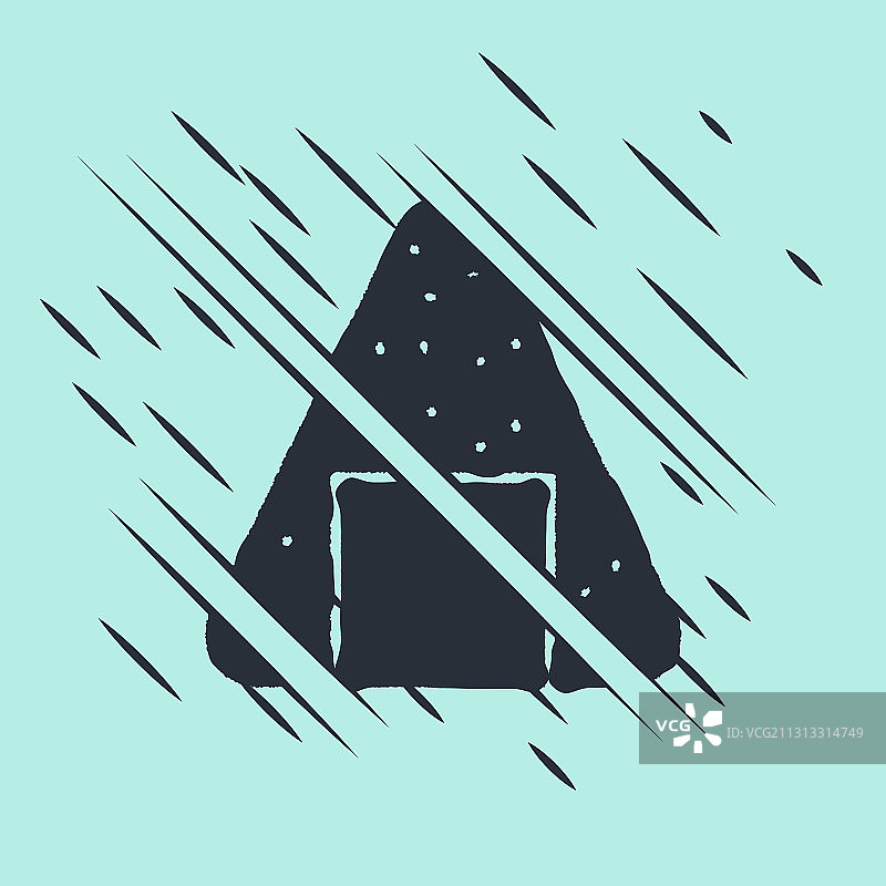 绿色背景上的黑色饭团图标图片素材