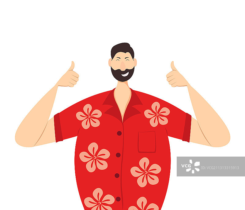 穿着夏威夷衬衫的快乐男人图片素材