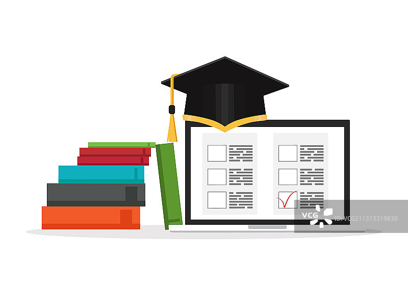 教育扁平化在线考试概念图片素材