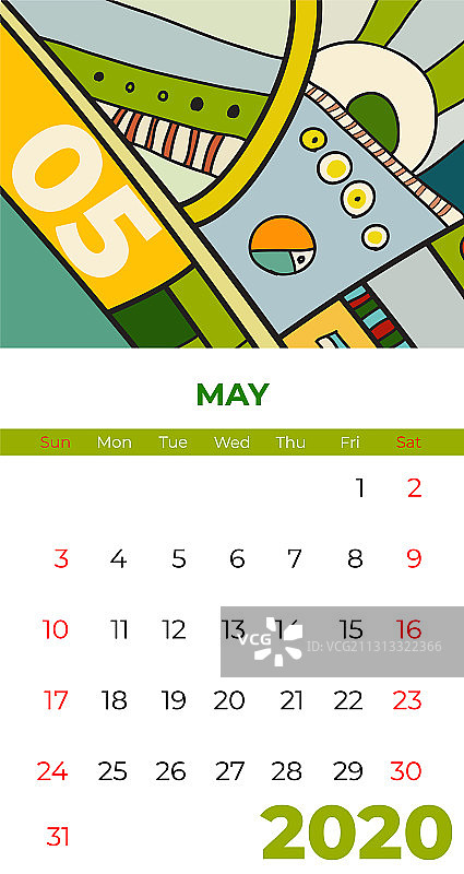 2020年5月日历抽象现代艺术图片素材