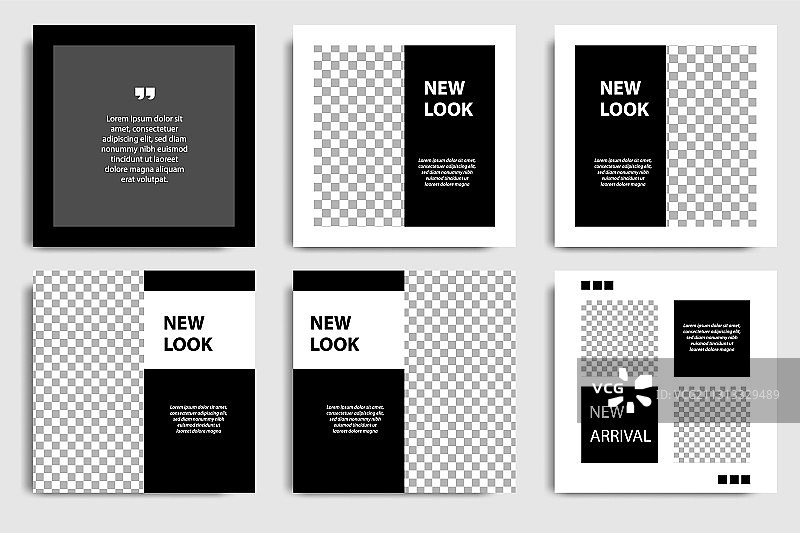 简约黑白社交媒体布局模板图片素材