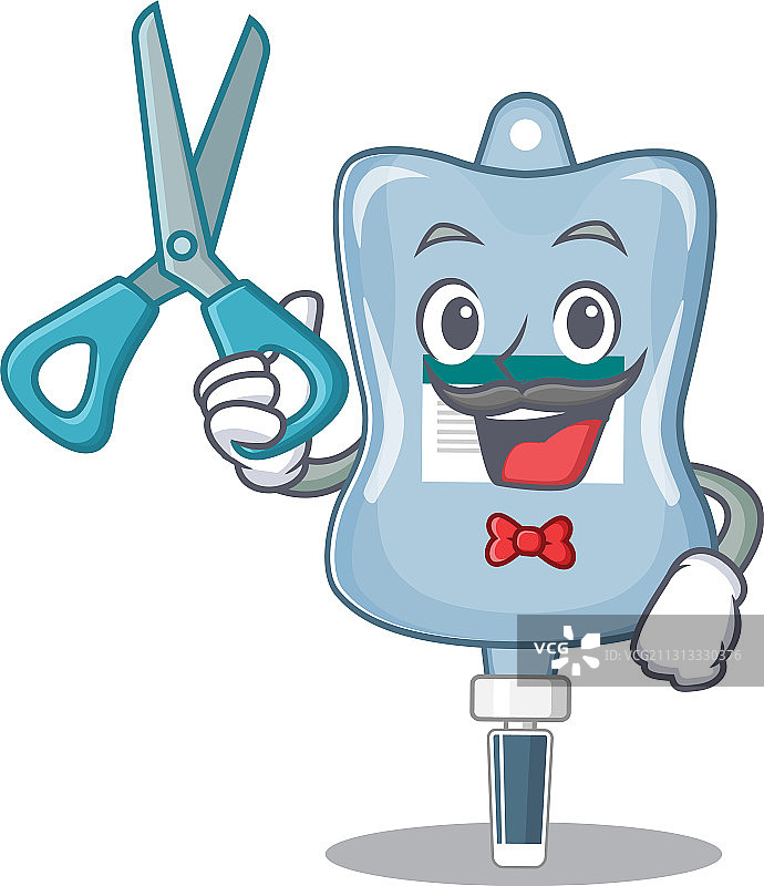 趣味笑脸理发师盐水袋卡通形象图片素材