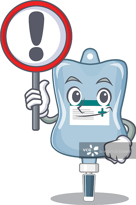 举着标牌的酷炫有趣的生理盐水袋图片素材