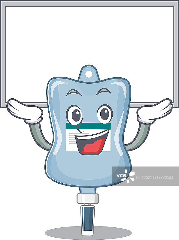 举着牌子的盐水袋卡通吉祥物图片素材