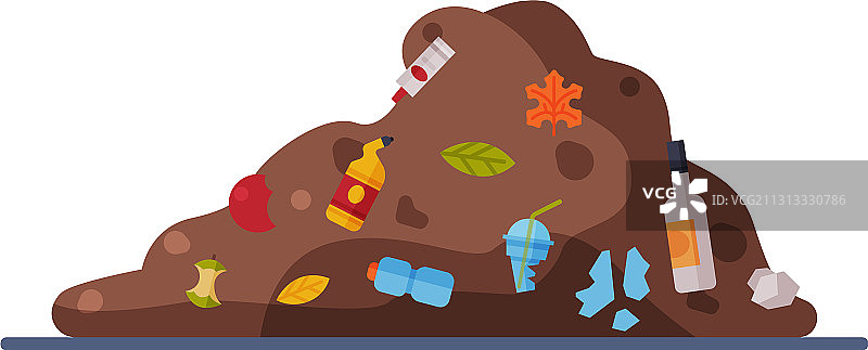 垃圾填埋场未分类垃圾扁平风格图片素材