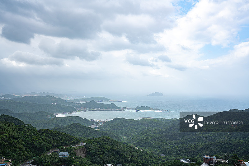 阴天中国台湾新北市旅游景点九份山城图片素材