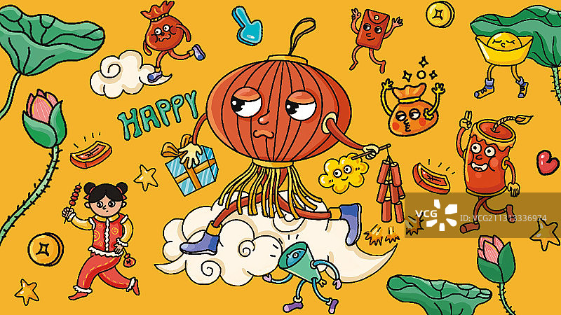 新年doodle元素插画图片素材