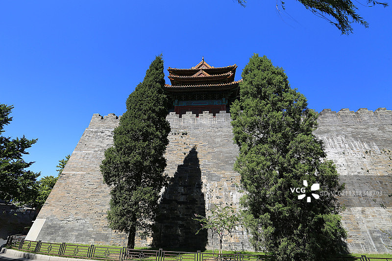 北京故宫高大雄伟的古城墙图片素材