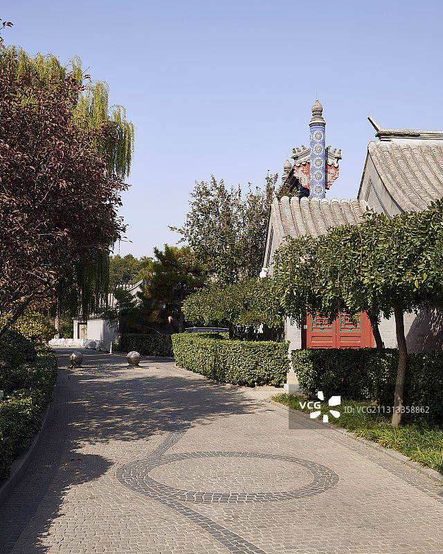 北京什刹海四合院石子路图片素材