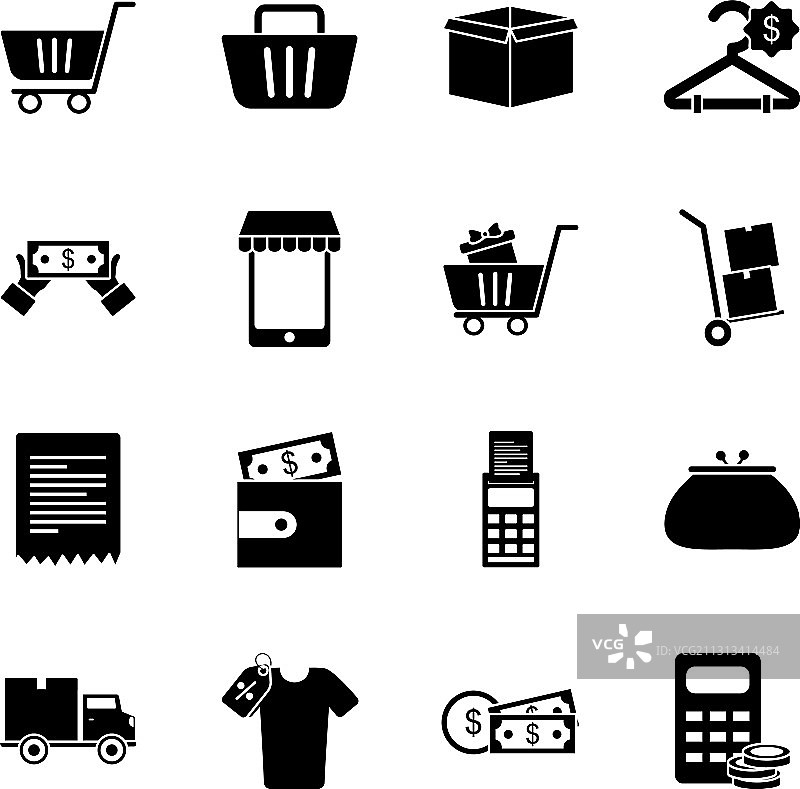 购物图标剪影合集图片素材