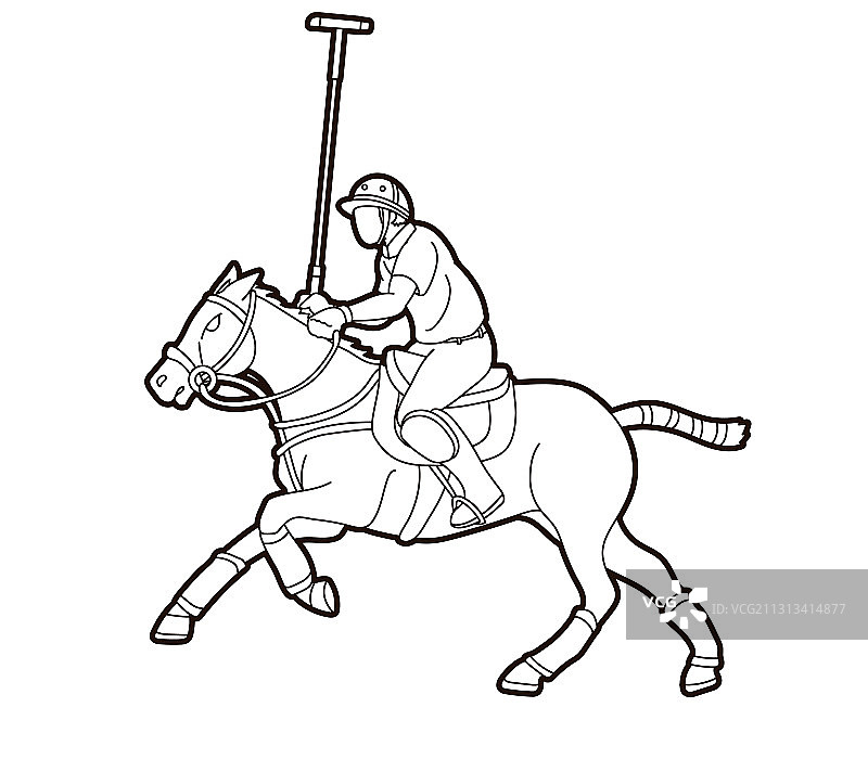 马球骑手运动卡通图案图片素材