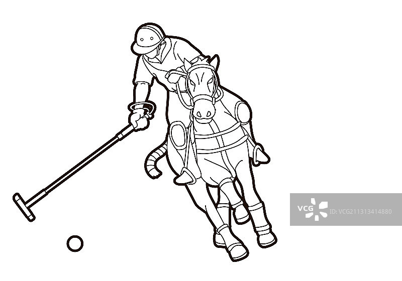 马球骑手运动卡通图案图片素材