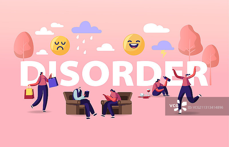 女性双相情感精神脑部疾病概念图片素材