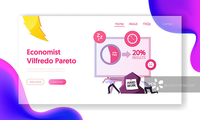 帕累托法则落地页模板，20%图片素材