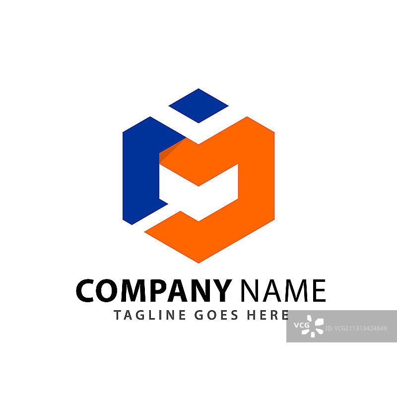 抽象六边形字母M现代公司Logo图片素材