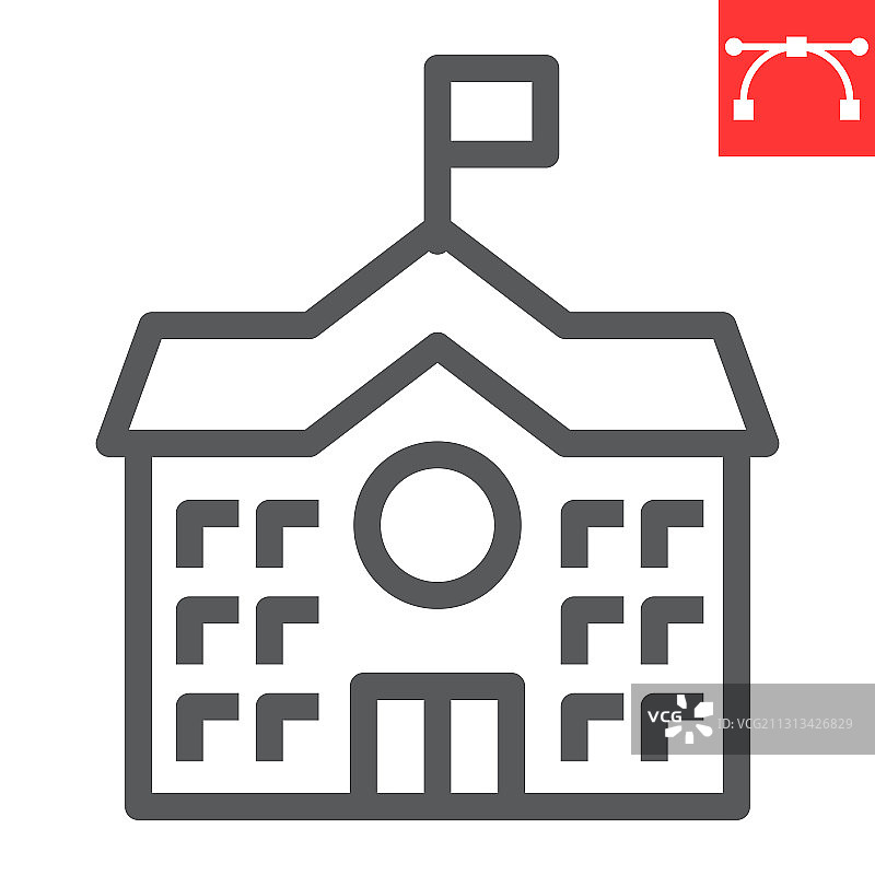 学校建筑线性图标图片素材