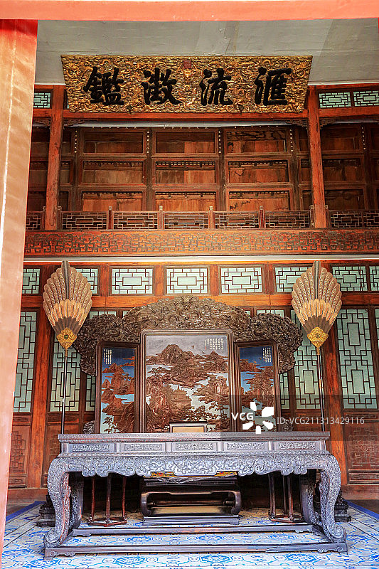 北京故宫皇家藏书楼文渊阁内景图片素材