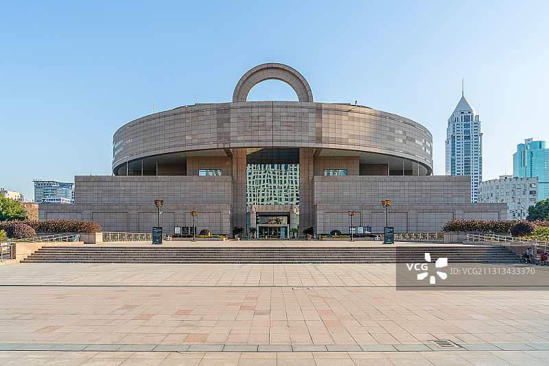 上海人民广场上海博物馆建筑留白地标图片素材