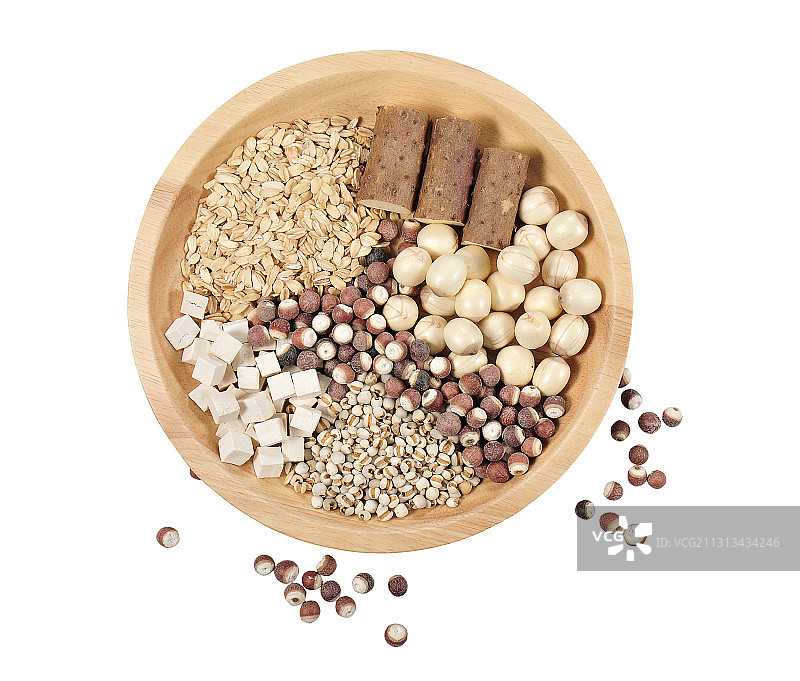 干果，燕麦，核桃，红枣干，黄豆，红豆，莲子，山药，胡萝卜饮品图片素材