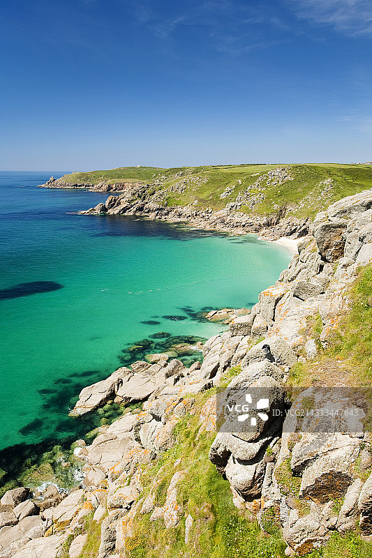 英国康沃尔郡波斯瓜拉附近的康沃尔海岸风光图片素材