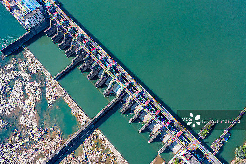 福建三明沙溪口水电站航拍图片素材