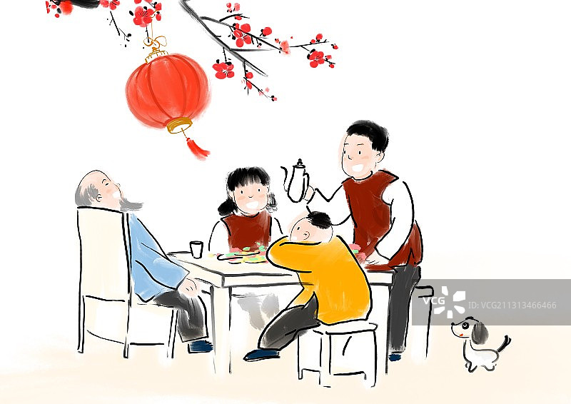 春节年俗传统节日风俗插画图片素材