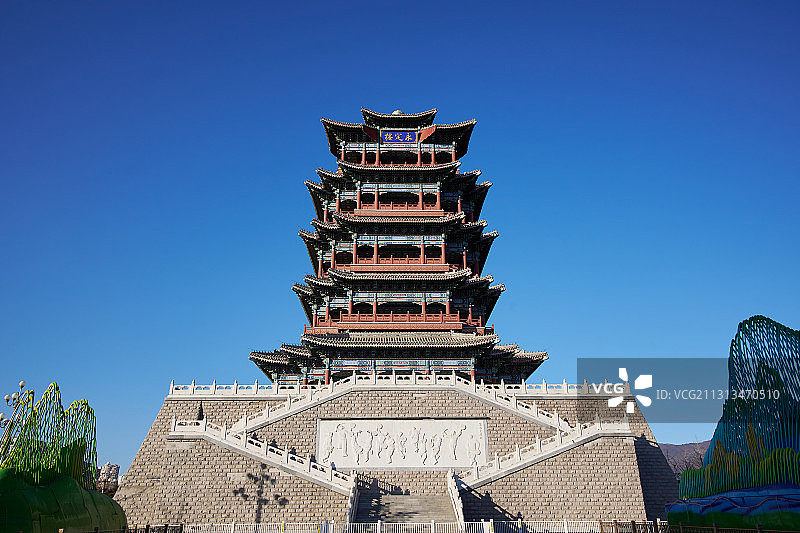 北京门头沟区的永定楼图片素材