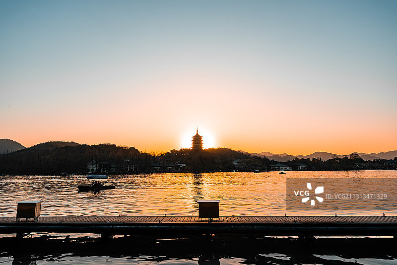 杭州雷锋夕照图片素材