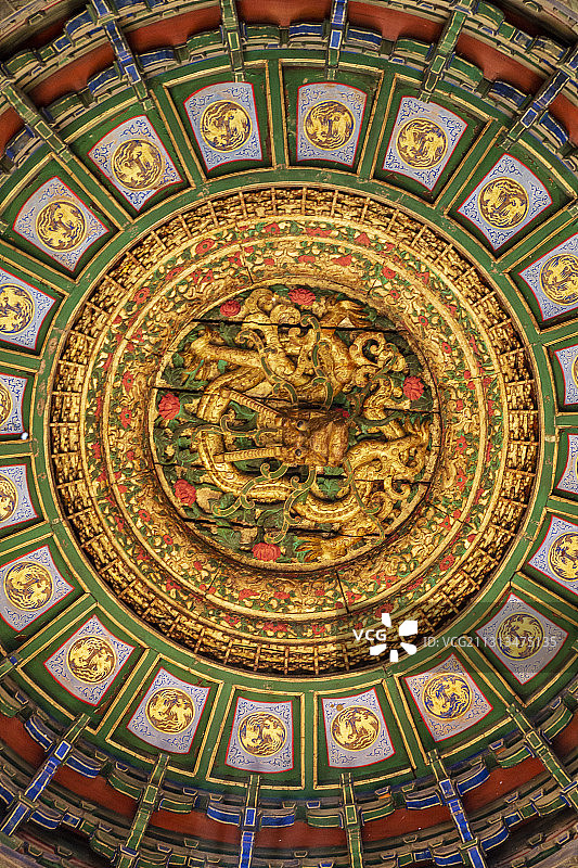 北京故宫御花园千秋亭藻井图片素材