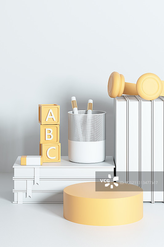 3D渲染的几何图形场景图图片素材