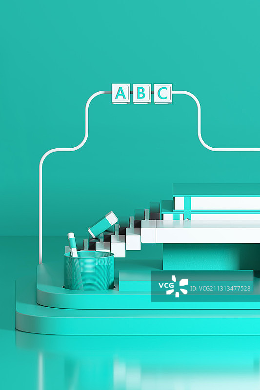 3D渲染的几何图形场景图图片素材