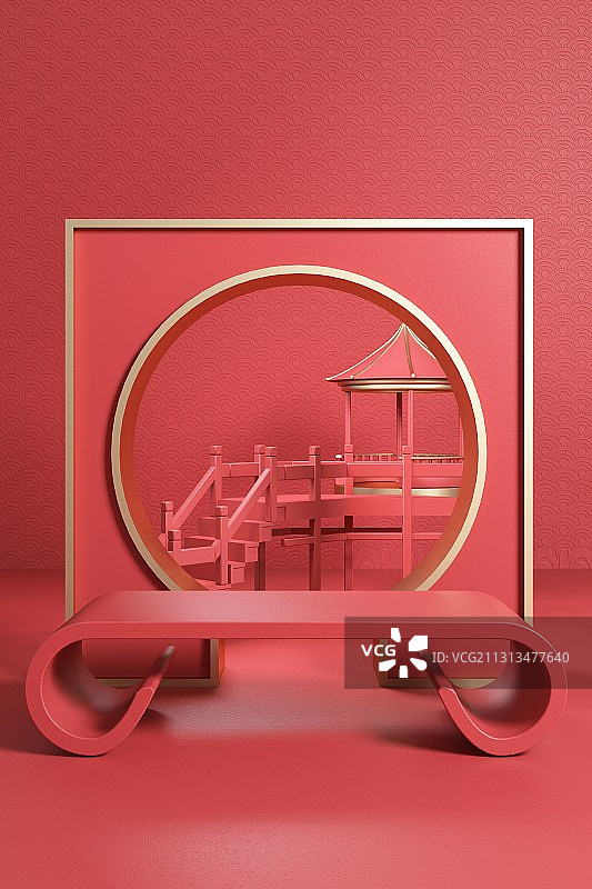 3D渲染的几何图形场景图图片素材