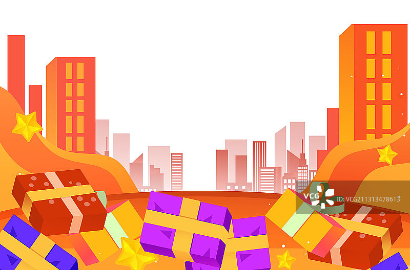 卡特手绘礼物活动背景闪屏海报插画图片素材