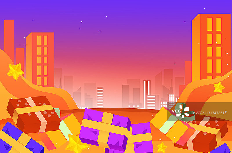 卡特手绘礼物活动背景闪屏海报插画图片素材