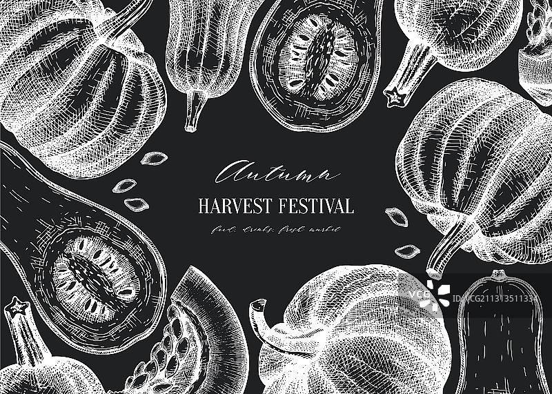 粉笔黑板上的秋收节设计图片素材