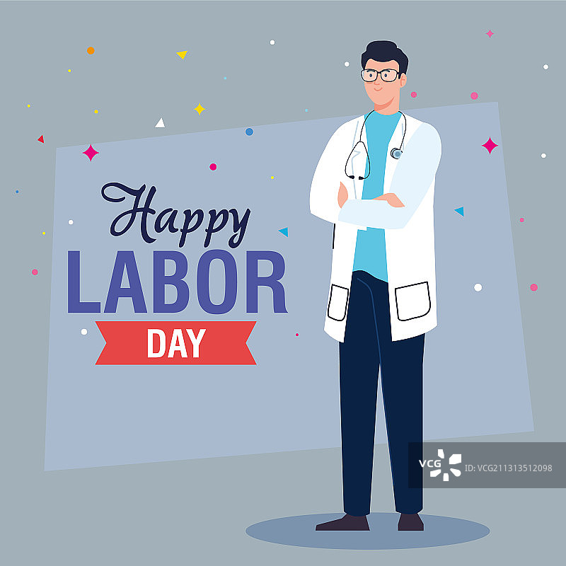 含男医生元素的劳动节海报图片素材