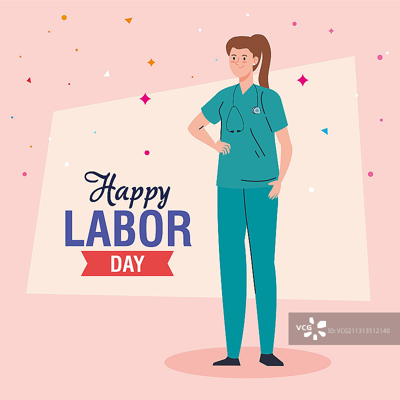 劳动节海报与女护理人员图片素材