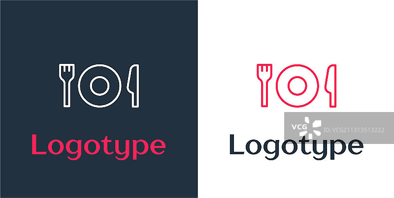 餐盘、叉子和刀具标志线条图标图片素材