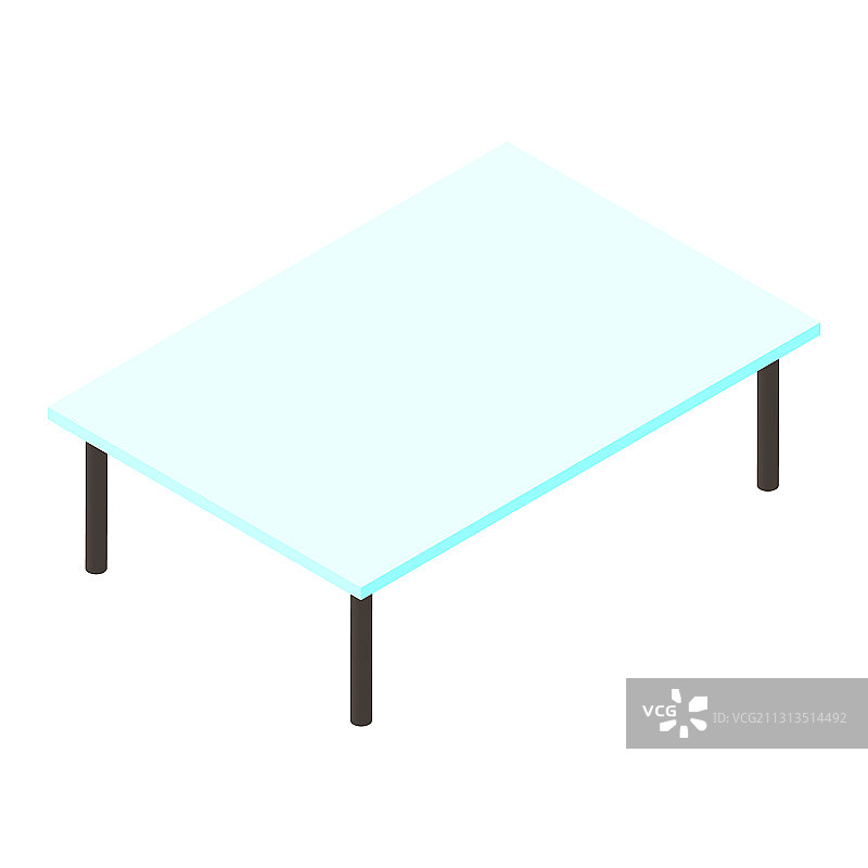 2.5D玻璃咖啡桌，白色背景图片素材