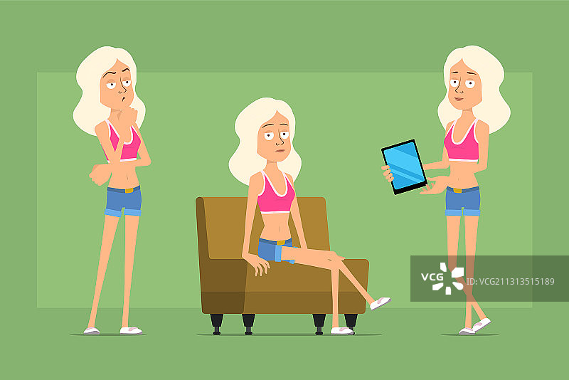 卡通扁平夏季漂亮女孩角色合集图片素材