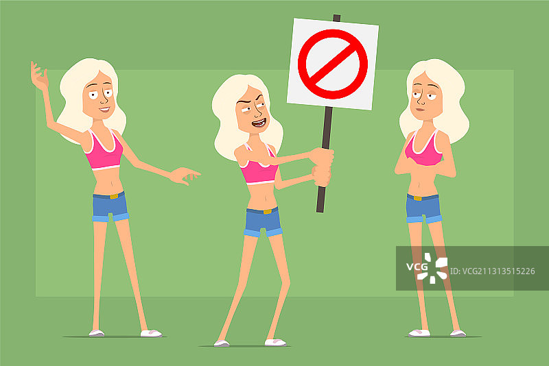 卡通扁平夏季漂亮女孩角色合集图片素材