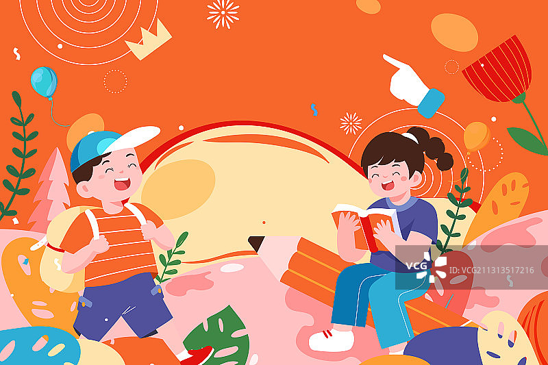 卡通春季春天立春春分节气儿童学生少儿教育读书出游补习矢量插画图片素材