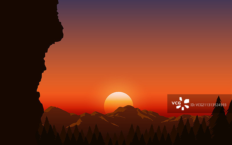 日落山林景色图片素材