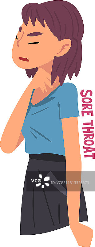 嗓子疼的感冒症状女孩图片素材