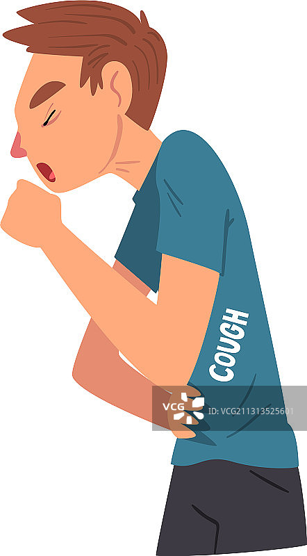 患有咳嗽症状的男子正在接受治疗图片素材