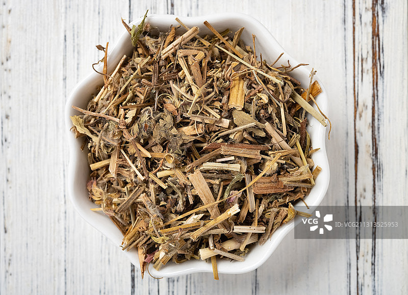 影棚拍摄中药老鹳草垂直角度特写图片素材