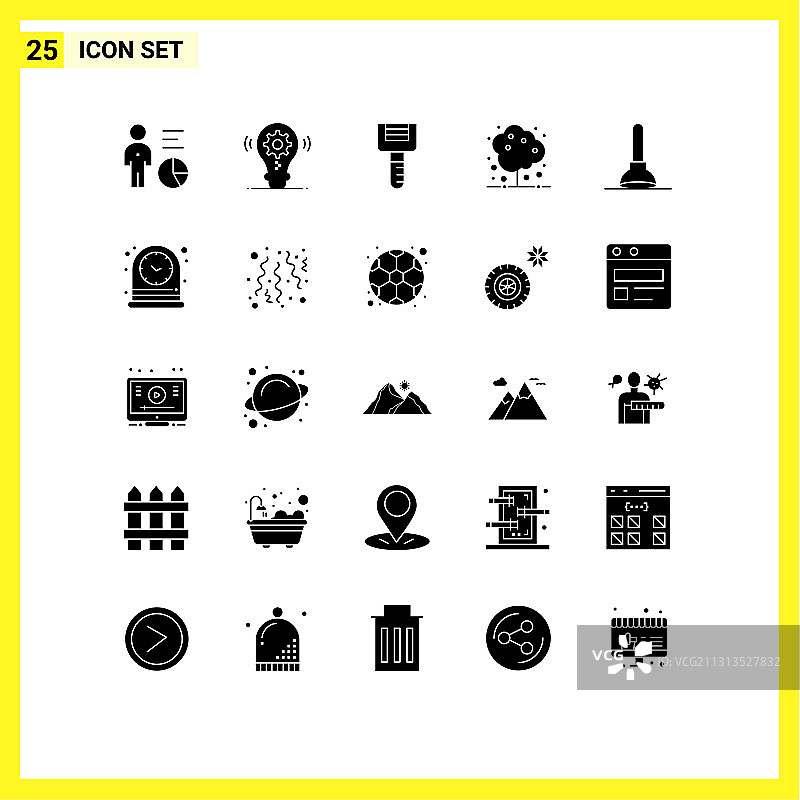 用于柱塞的网格实心字形25个图片素材