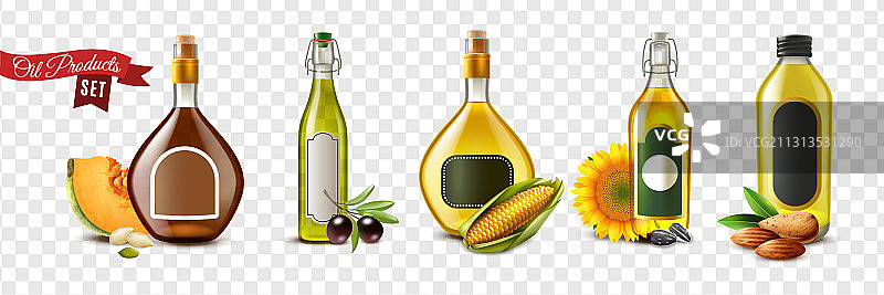 逼真石油产品透明图标集图片素材
