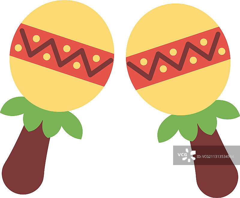 热带乐器沙锤扁平风格图标图片素材