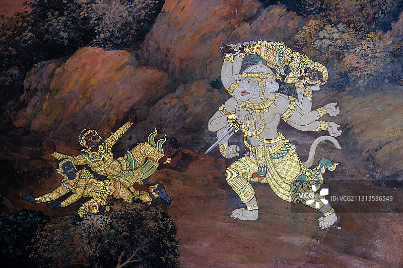 泰国曼谷大皇宫壁画局部图片素材